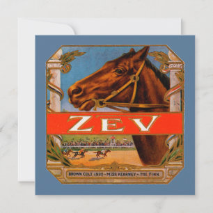 Vintage-Zigarrenetikett, Zev Rennpferde Braunes Fo