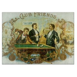 Vintage-Zigarrenetiketten-Kunst, Club Friends Bill Schneidebrett