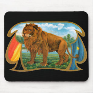 Vintage-Zigarrenetiketten-Kunst, Löwe, König des D Mousepad