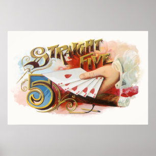 Vintage-Zigarrenetiketten-Kunst Straight Flush mit Poster