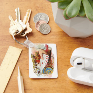 Vintage-Zigarrenetiketten-Kunst Straight Flush mit Schlüsselanhänger