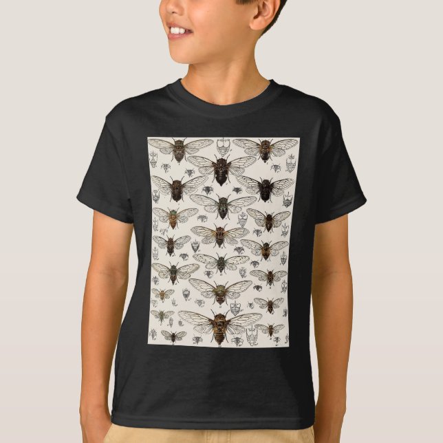 Vintage Zikaden-Illustration T-Shirt (Vorderseite)
