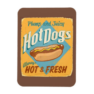 Vintage-Zinnschild - Hot Dogs Magnet