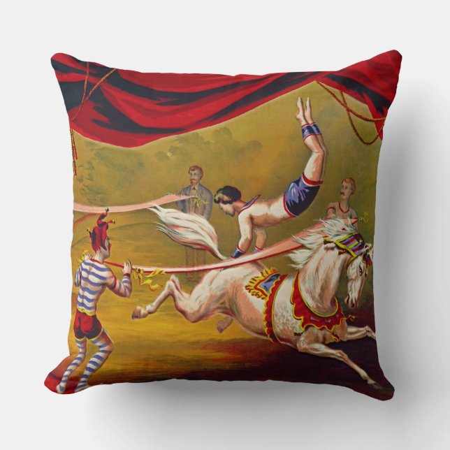 Vintage Zirkus-Anzeige 1875 Kissen (Vorderseite)