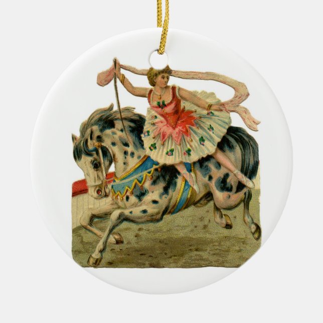 Vintage Zirkus-Ballerina Keramikornament (Vorne)