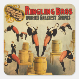 Vintage Zirkus Jahrmarktposter Quadratischer Aufkleber
