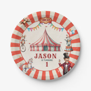 Vintage-Zirkus-Kirmes-Geburtstagsplatte Pappteller