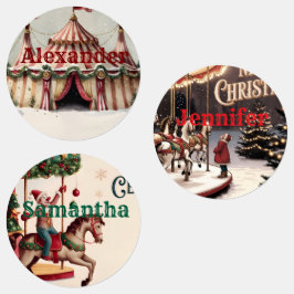 Vintage-Zirkus-Weihnachtsgeschenkanhänger Etiketten