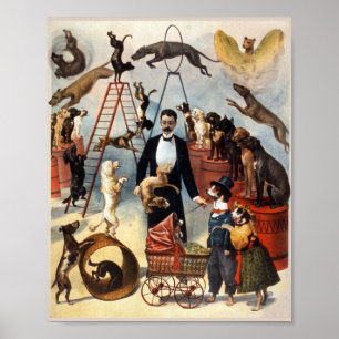Vintage-Zirkus-Welpen-Plakat Poster