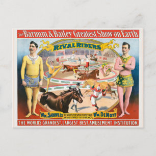 Vintage-Zirkusposter von männlichen Reitern und Cl Postkarte
