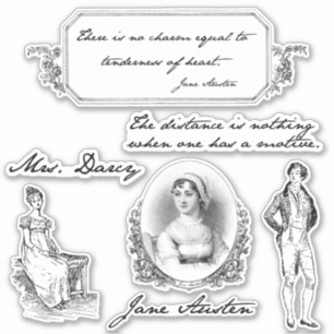 Vintage Zitate und Stiche Janes Austen Aufkleber