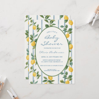 Vintage Zitronen Baby Shower Einladung