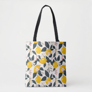 Vintage-Zitronen- und rosa Blütenmuster Tasche
