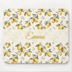 Vintage Zitronenblüten – Elegante botanische Zitru Mousepad