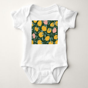 Vintage-Zitronenfrucht-Nahtloses Muster Baby Strampler
