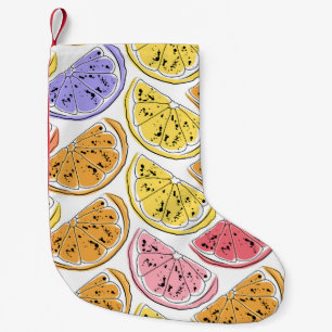 Vintage Zitronenfrüchte Sommertextur Kleiner Weihnachtsstrumpf