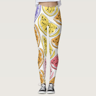 Vintage Zitronenfrüchte Sommertextur Leggings