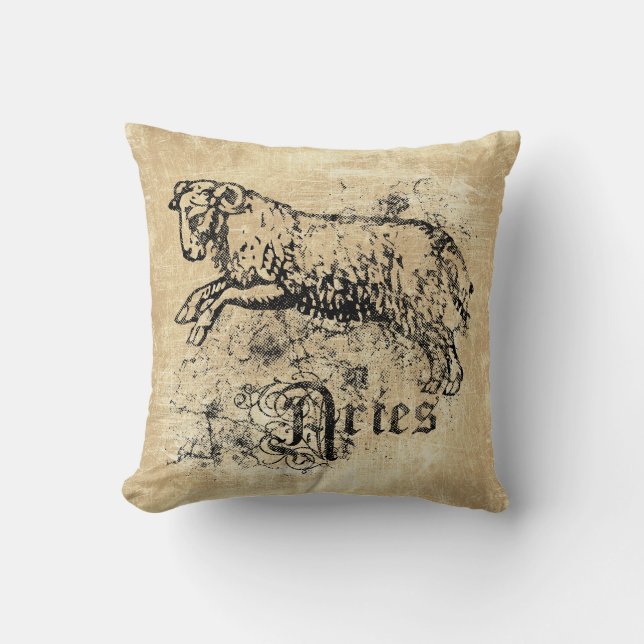Vintage Zodiac Aries Kissen (Vorderseite)