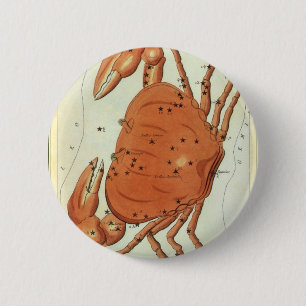 Vintage-Zodiac-Astrologie-Krebs-Sternbild Button