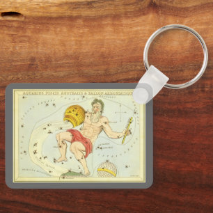 Vintage Zodiac, Astrology Aquarius Constellation Schlüsselanhänger