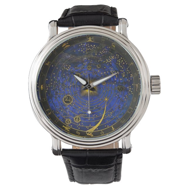 Vintage Zodiac-Himmelsastrologie Armbanduhr (Vorderseite)