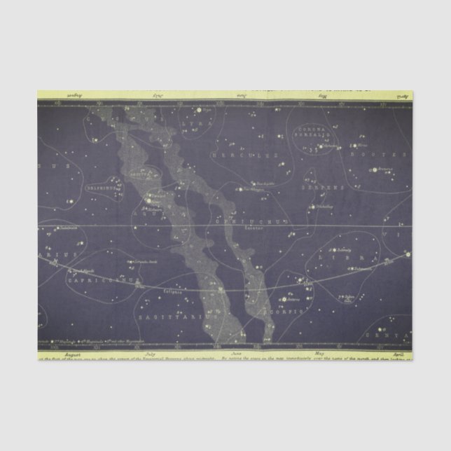Vintage Zodiac-Himmelskarte Seidenpapier (Vorderseite)