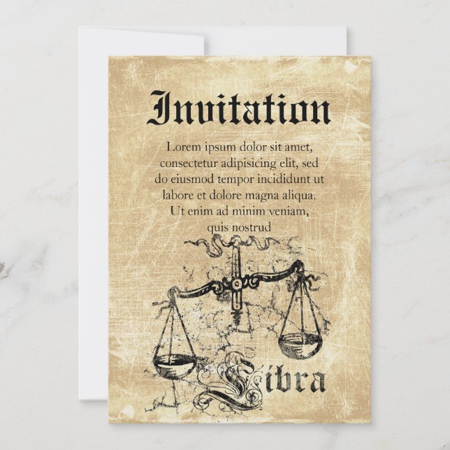 Vintage Zodiac Libra Einladung (Vorderseite)