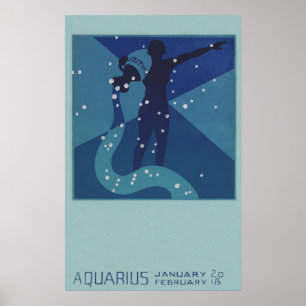 Vintage Zodiakastastrologie, Aquarius-Konstellatio Poster
