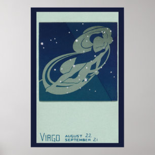 Vintage Zodiakastastrologie, Jungfernkonstellation Poster