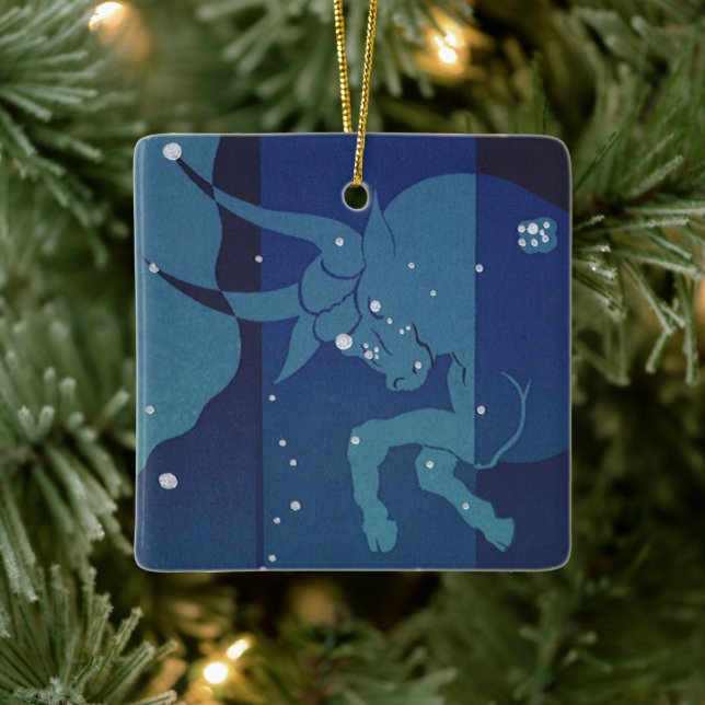 Vintage Zodiakastastrologie, Tauruskonstellation Keramikornament (Baum)