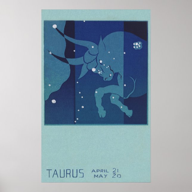 Vintage Zodiakastastrologie, Tauruskonstellation Poster (Vorne)