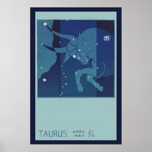 Vintage Zodiakastastrologie, Tauruskonstellation Poster