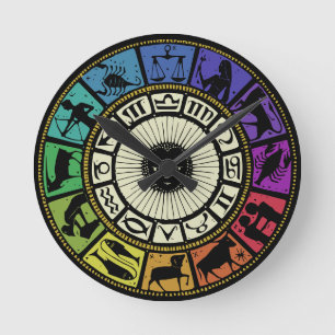 Vintage-Zodiakrad Runde Wanduhr