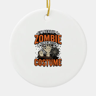 Vintage-Zombie-Kostüm Halloween-Shirt-Design_1 Keramik Ornament