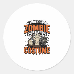 Vintage-Zombie-Kostüm Halloween-Shirt-Design_1 Runder Aufkleber