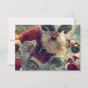 Vintage-Zombie-Weihnachtsmann-Flachgrußkarte Karte