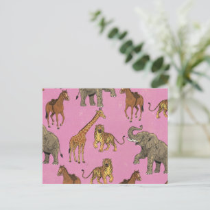 Vintage-Zoo-Tiere Feiertagspostkarte