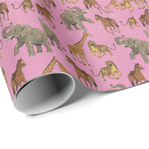Vintage-Zoo-Tiere Geschenkpapier