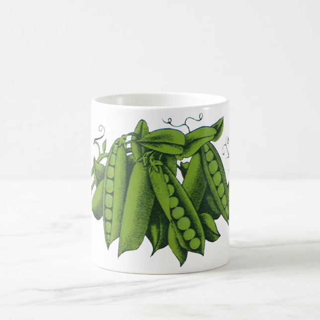 Vintage Zuckererbsen, Lebensmittel, gesunde Gemüse Kaffeetasse (Mittel)