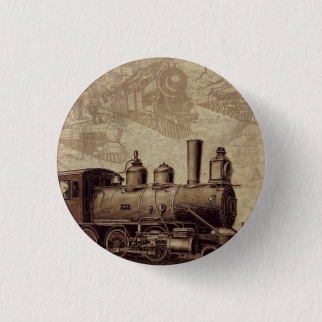 Vintage-Zug Eisenbahnknopf Button (Vorderseite)