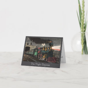 Vintage Zug The Night Express Dark Dankeskarte