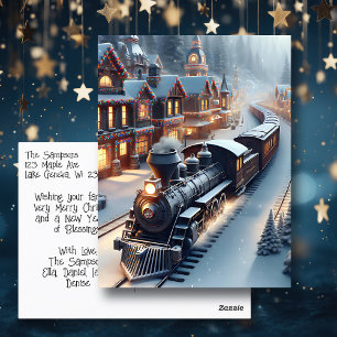 Vintage Zug Weihnachten personalisiert Postkarte