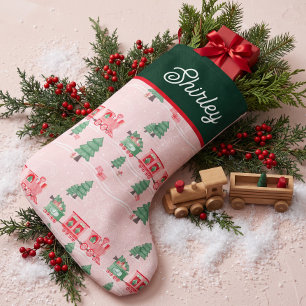 Vintage-Zug-Weihnachtsbaum-Lieferung Personalisier Kleiner Weihnachtsstrumpf