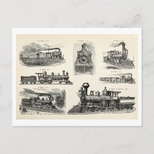 Vintage Zugabbildungen Postkarte (Vorderseite)
