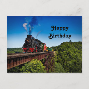 Vintage-Zugbrücke-Foto-Geburtstag Postkarte