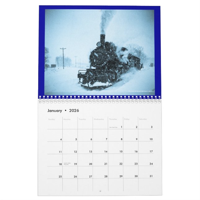 Vintage Züge Kalender (Jan 2026)