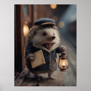 Vintage-Zugführer-Igel Poster