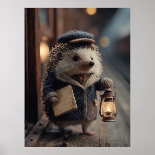 Vintage-Zugführer-Igel Poster (Vorne)
