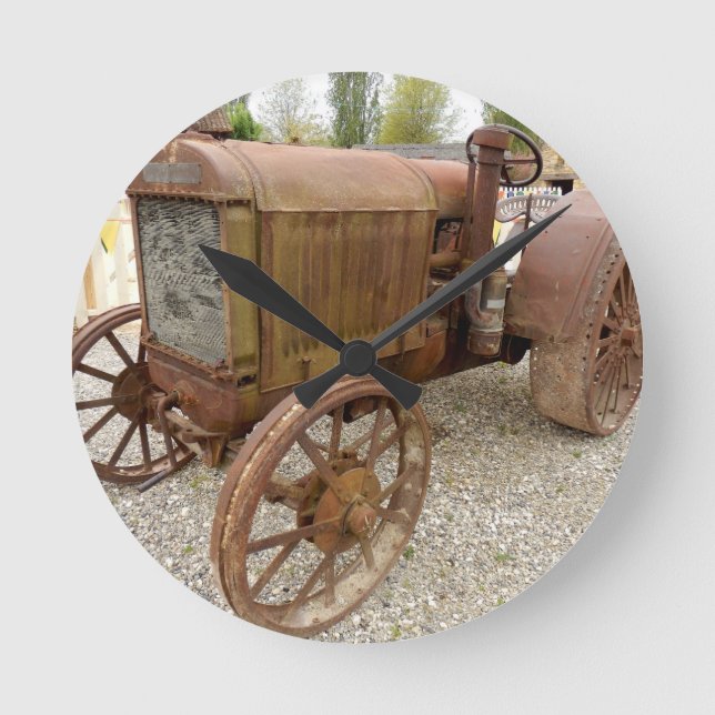 Vintage Zugmaschine Runde Wanduhr (Vorderseite)