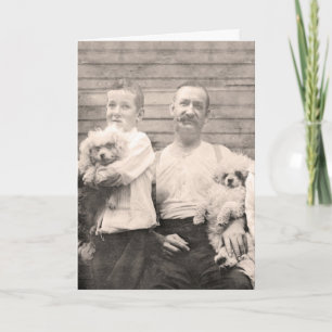 Vintage zum Vatertag Papa und Hundedaddy Poodles Karte